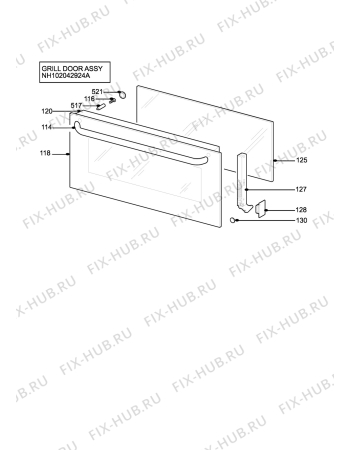Взрыв-схема плиты (духовки) Aeg D4100-1A - Схема узла H10 Grill door assy